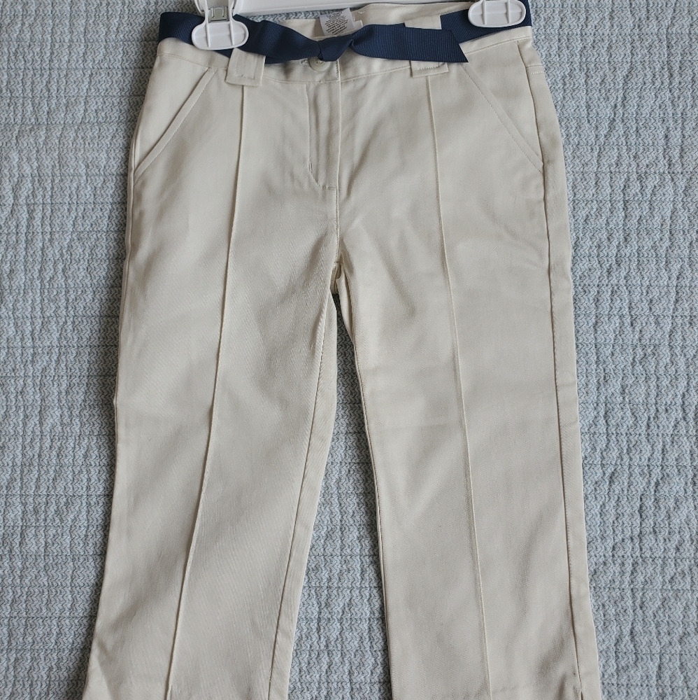 NWT, Janie & Jack Girls 5 white/cream pants, 100% cotton, adjustable waist